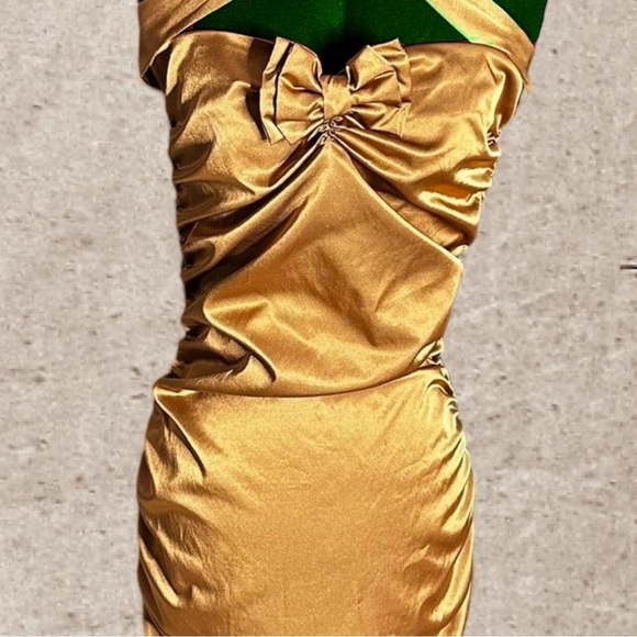 Vintage Lucky 13 Apparel Golden Dinner Cocktail Dress - Picture 2 of 8